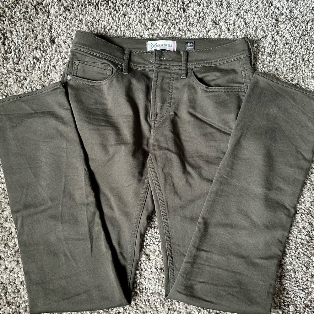 Buckle DepartWest Men’s Trouper Stretch Denim Olive Green Pants, 29R, Like New